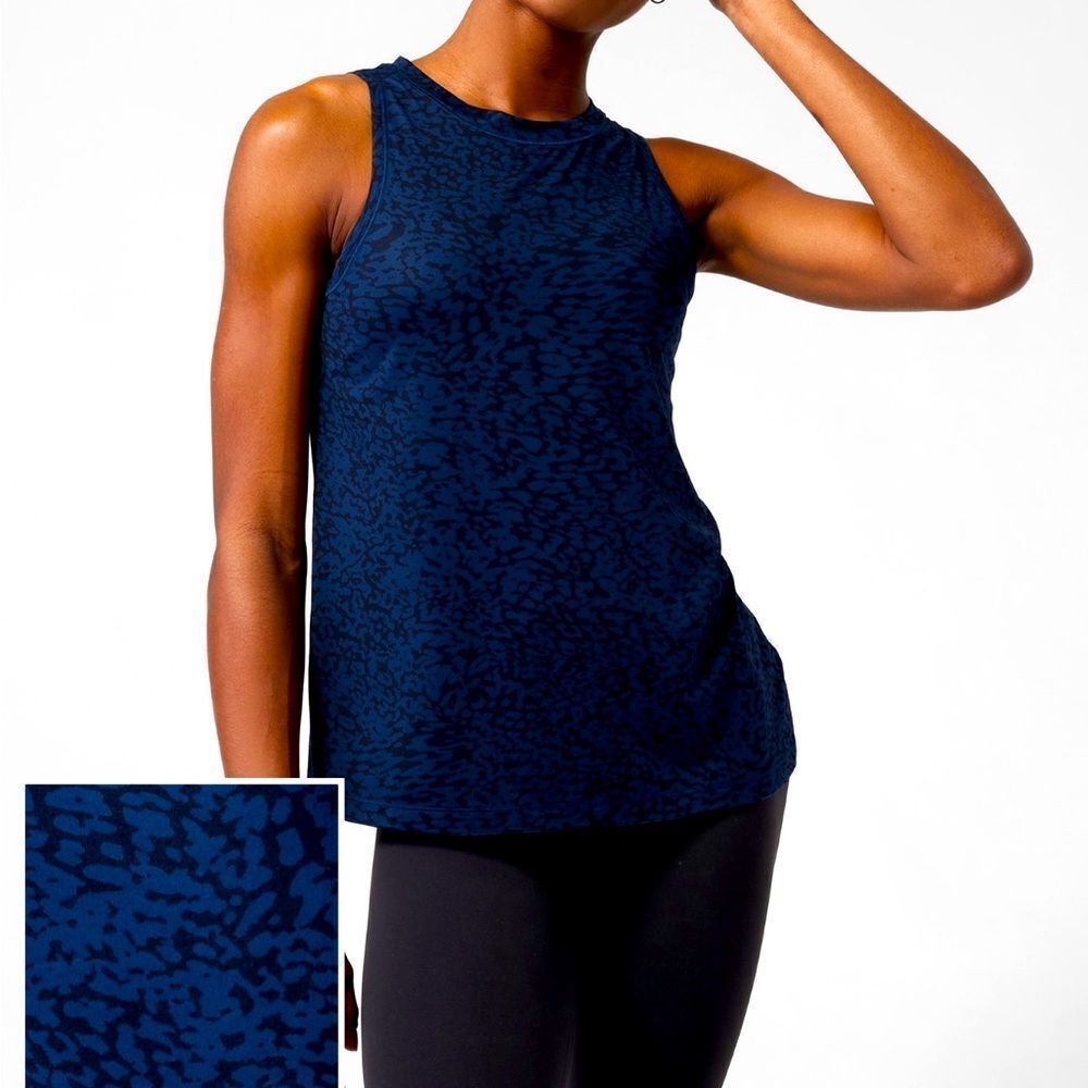 Athleta Chi Tank - Blue and Black leopard print - size XXS